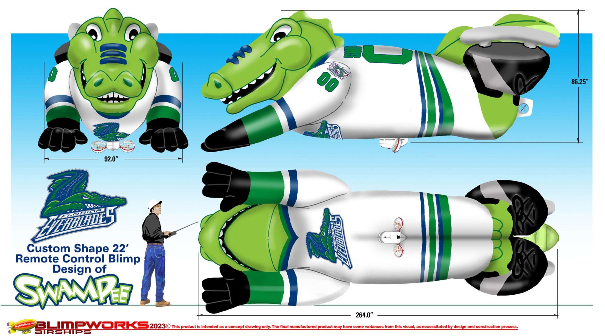 Swampee Custom Shape RCblimp-white 22′